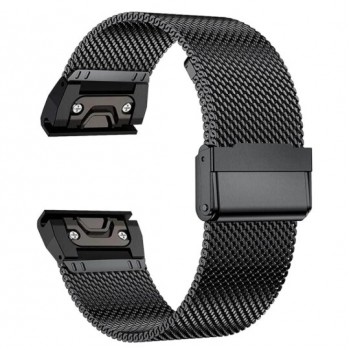 Металевий ремінець ArmorStandart Flat Milanese для Garmin 22 мм, нержавіюча сталь, чорний