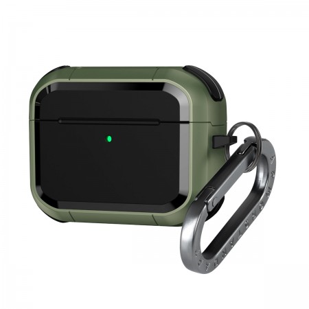 Противоударный чехол для наушников Apple Airpods Pro 3 ArmorStandart Panzer, TPU + PC, с карабином, оливковый