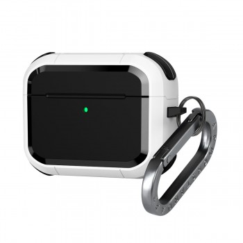 Протиударний чохол для навушників ArmorStandart Panzer для Apple Airpods Pro 3, TPU + PC, з карабіном, білий Протиударний чохол для навушників ArmorStandart Panzer для Apple Airpods Pro 3, TPU + PC, з карабіном, білий