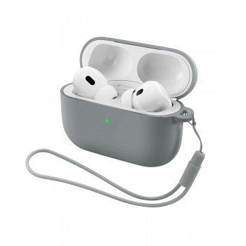 Силіконовий чохол для навушників ArmorStandart Silicone Case with straps для Apple AirPods Pro 3 з петлею, сірий Силіконовий чохол для навушників ArmorStandart Silicone Case with straps для Apple AirPods Pro 3 з петлею, сірий