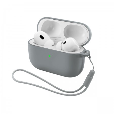 Силиконовый чехол для наушников ArmorStandart Silicone Case with straps для Apple AirPods Pro 3 с петлёй, серый