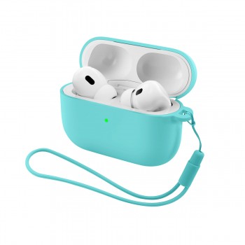 Силіконовий чохол для навушників ArmorStandart Silicone Case with straps для Apple AirPods Pro 3 з петлею, м'ятний Силіконовий чохол для навушників ArmorStandart Silicone Case with straps для Apple AirPods Pro 3 з петлею, м'ятний