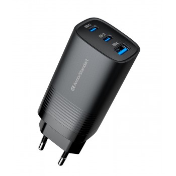 Мережевий зарядний пристрій ArmorStandart Resolute Power ARP-721 67 Вт GaN, 2×USB-C + USB-A, чорний