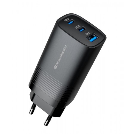 Мережевий зарядний пристрій ArmorStandart Resolute Power ARP-721 67 Вт GaN, 2×USB-C + USB-A, чорний