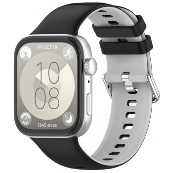 Силіконовий ремінець ArmorStandart для Huawei Watch Fit 3 / 4 / 4 Pro, чорно-сірий Силіконовий ремінець ArmorStandart для Huawei Watch Fit 3 / 4 / 4 Pro, чорно-сірий