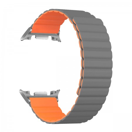 Силиконовый ремешок ArmorStandart MagLink для Samsung Galaxy Watch 9 / 8 / 8 Classic, серо-оранжевый