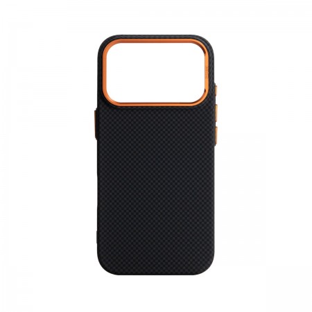 Чехол-накладка ArmorStandart LikeCarbon2 SE MagCase для Apple iPhone 17 Pro, Kevlar, чёрно-оранжевый