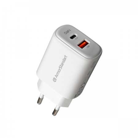 Зарядное устройство ArmorStandart AR-T252WEU 25 Вт GaN, USB-C + USB-A, белое