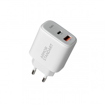 Мережевий зарядний пристрій ArmorStandart Poweraze 45 Вт GaN, USB-C + USB-A, білий