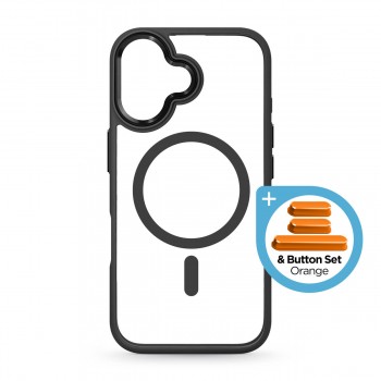 Чехол-накладка ArmorStandart Unit MagCase для Apple iPhone 17, чёрный + набор оранжевых кнопок