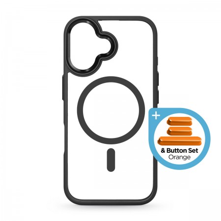 Чохол-накладка ArmorStandart Unit MagCase для Apple iPhone 17, чорний + набір помаранчевих кнопок