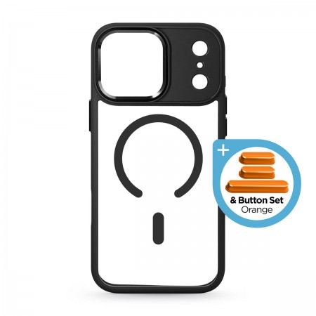 Чехол-накладка ArmorStandart Unit-C MagCase для Apple iPhone 17 Pro Max, чёрный + набор оранжевых кнопок