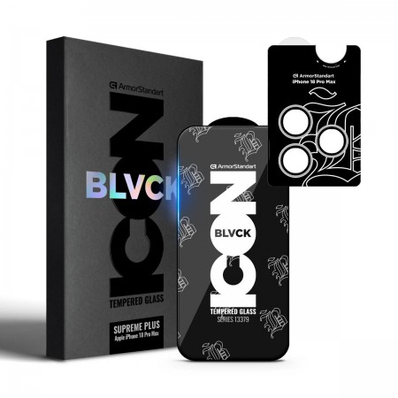 Защитное стекло ArmorStandart Supreme Plus Black Icon для Apple iPhone 18 Pro Max + стекло на камеру, 6.9