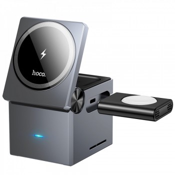 3 в 1 Магнітне безпровідне зарядне пристрій Hoco CQ8 з сумісністю для iWatch, вихід 15W, вхід Type-C. 3 в 1 Магнітне безпровідне зарядне пристрій Hoco CQ8 з сумісністю для iWatch, вихід 15W, вхід Type-C.