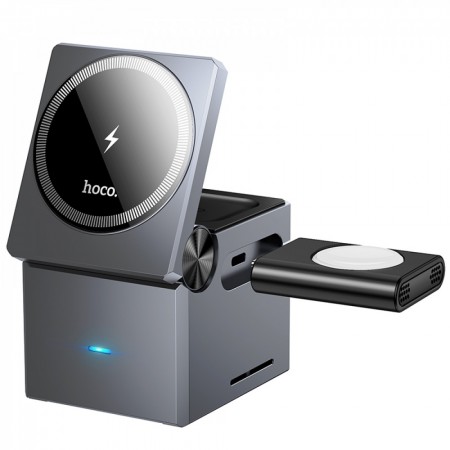 3 в 1 Магнітне безпровідне зарядне пристрій Hoco CQ8 з сумісністю для iWatch, вихід 15W, вхід Type-C.