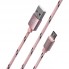 Кабель Micro USB Yoobao YB423 2.1A 1.5м рожевий нейлоновий
