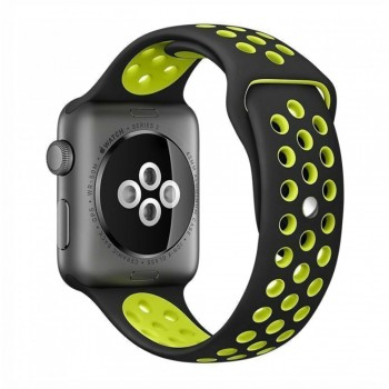Спортивный ремешок для Apple Watch, 42/44/45/49 мм, черно-желтый