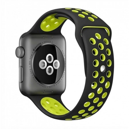 Спортивный ремешок для Apple Watch, 42/44/45/49 мм, черно-желтый