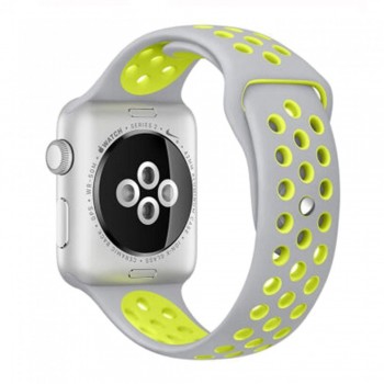 Ремешок Sport для Apple Watch 42/44/45/49 мм Nike, серый и желтый