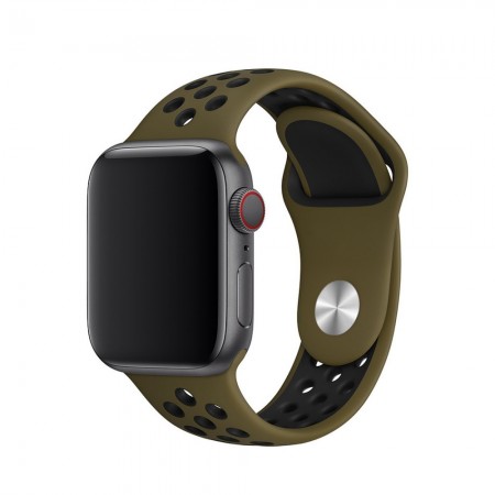 Ремешок для часов Sport Nike для Apple Watch 42/44/45/49 мм хаки черный силикон