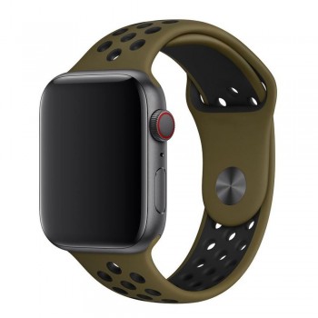 Спортивный ремешок для Apple Watch Nike, 42 mm | 44 mm | 45 mm | 49 mm, оливковый и черный