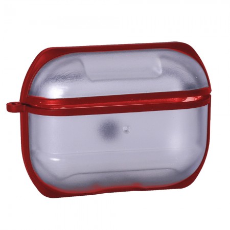 Чехол для AirPods Pro Eggshell PC прозрачный с красной рамкой, кнопка