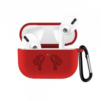 Чохол для AirPods 3 силіконовий червоний з карабіном захист кейса