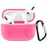 Чохол для AirPods 3 Simple силіконовий неон рожевий з карабіном
