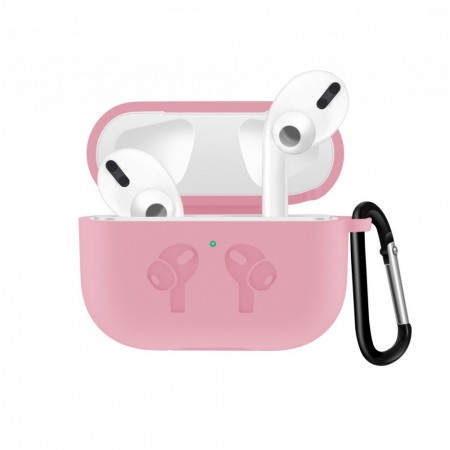 Чехол для AirPods 3 силиконовый Simple розовый с карабином защита корпуса