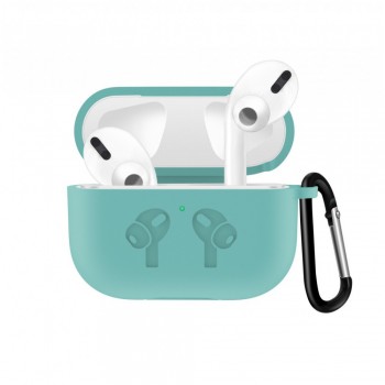Чохол для AirPods 3 Simple силіконовий м'ятний з карабіном