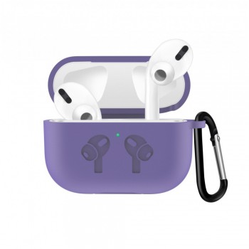 Чохол для AirPods 3 силіконовий фіолетовий з карабіном, тонкий дизайн