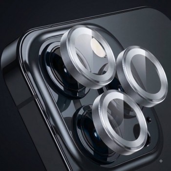 Защитное стекло Camera Glass Steel для iPhone 13 Pro/13 Pro Max, серебристое, устойчивое к ударам, высокая прозрачность