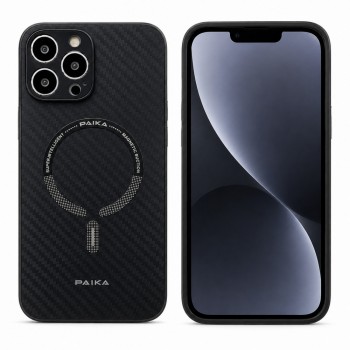 Защитный силиконовый чехол для iPhone 14 Plus, принт карбон, с MagSafe, черный