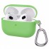 Чехол силиконовый для AirPods Pro 2 с карабином зеленый, тонкий, прочный