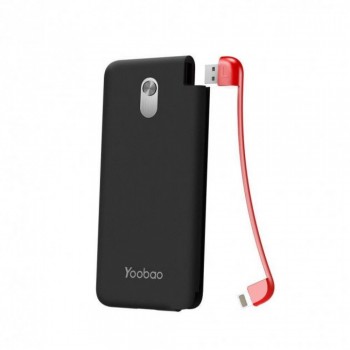 Повербанк Yoobao S10K 10000 мАг чорний, вбудований кабель, компактний