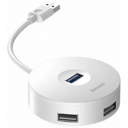 USB-хаб Baseus CAHUB-F AirJoy USB-A на 1×USB 3.0 + 3×USB 2.0, кабель 10 см, белый