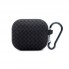 Чохол для AirPods Pro силіконовий плетений візерунок чорний з карабіном