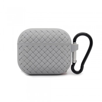 Чохол для AirPods Pro no brand тканинний візерунок сірий з карабіном