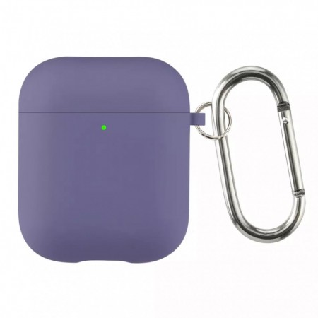 Чехол для AirPods Pro микрофибра лаванда серый с карабином