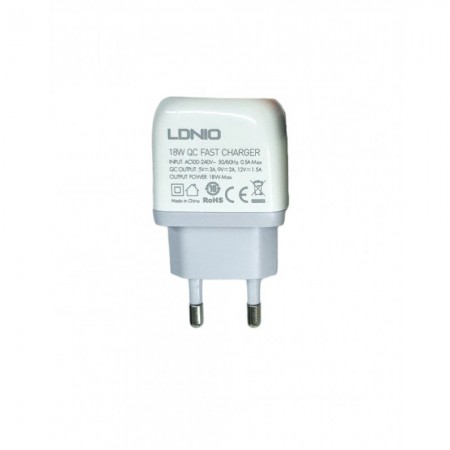 Сетевое зарядное устройство LDNIO A1209Q 18W 1USB быстрая зарядка белое