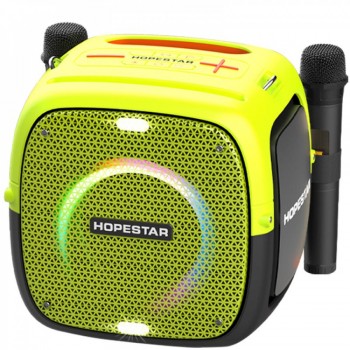 Портативная колонка Hopestar Party One 80W с микрофонами и подсветкой, желтая