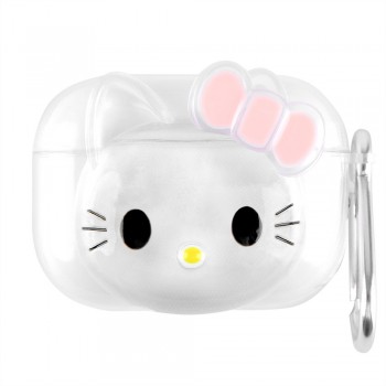 Чохол для AirPods Pro no brand прозорий силіконовий Hello Kitty з карабіном