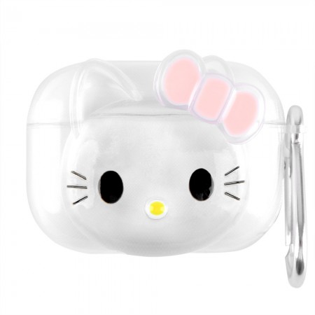 Чехол для AirPods Pro no brand прозрачный силикон Hello Kitty с карабином