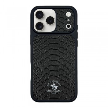 Защитный чехол для iPhone 16 Pro Polo Knight Leather Case, черный, из натуральной кожи, с защитой от царапин