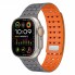 Ремешок для Apple Watch Magic Double silicone 42/44/45/49 mm, серый и оранжевый