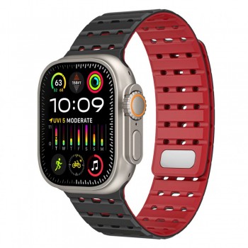Ремешок для Apple Watch Silicon Magic Double Color, черный/красный, 42/44/45/49 мм