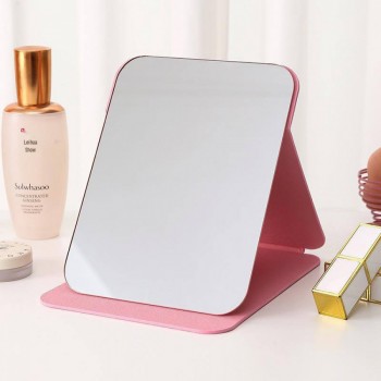 Зеркало для макияжа с LED подсветкой Folding Makeup Mirror 806 розовое, аккумулятор