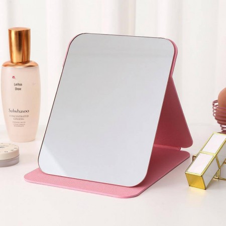 Зеркало для макияжа с LED подсветкой Folding Makeup Mirror 806 розовое, аккумулятор