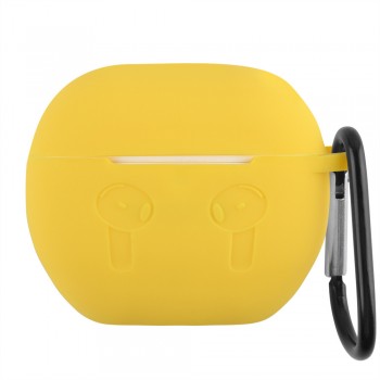 Чохол для AirPods 4 силіконовий жовтий з карабіном захист корпусу
