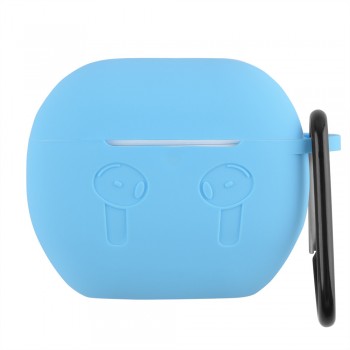 Чохол для AirPods 4 силіконовий блакитний з карабіном захист кейсу
